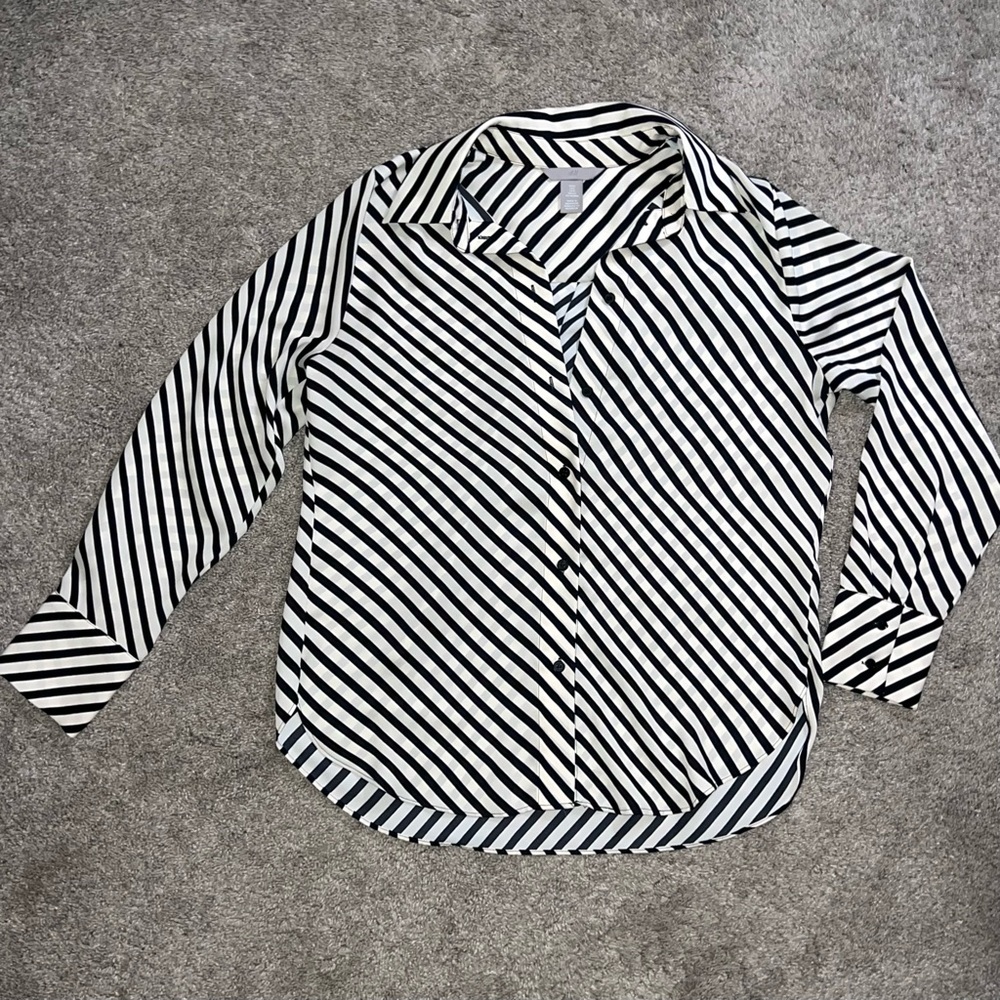 H&M White/Black Striped Blouse
